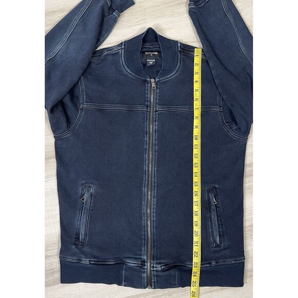 True Religion  Bomber Jacket Mens Blue Full Zip Long Sleeve Pockets. Size: L/G - Picture 4 of 6